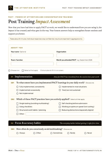 Cover of the PACT post-training impact assessment